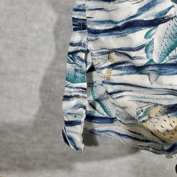 Chaps Ralph Lauren Shirt Mens XL Blue Fishing Fathers Day Collared Button Down - Picture 7 of 10